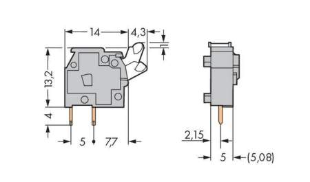 Быстроразъемная клемма WAGO 255-743, 1 pin, 0.08мм² - 2.50мм², 320В, CS: 5мм;5.08мм, (500 шт)