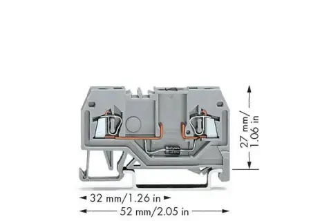 Диодная клемма WAGO 279-915/281-411, 2 pin, 0.08мм² - 1.50мм², 250В, 500мА, конф: L, (100 шт)