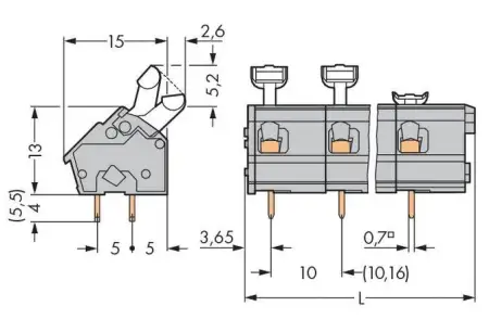Быстроразъемная клемма WAGO 256-605/000-009/999-950, 5 pin, 0.08мм² - 2.50мм², 275В, 16А, CS: 10мм;10.16мм, (80 шт)