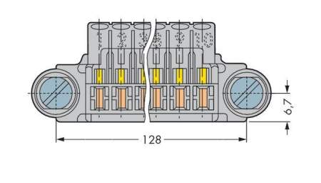 Розетка для подключения кабеля WAGO 246-101, 20 pin, 0.08мм² - 2.5мм², 630В, 16А, (15 шт)