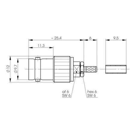 J01003B0021, Telegärtner - BNC-разъем, 75 Ом : 1 шт.
