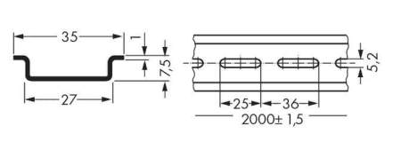 Стальная рейка WAGO 210-504, (1 шт)