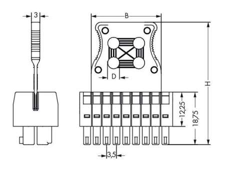 Розетка для подключения кабеля WAGO 713-1117/037-9037/035-000, 34 pin, 0.08мм² - 1.5мм², 160В, 10А, CS: 3.50мм, (20 шт)