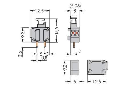 Быстроразъемная клемма WAGO 235-717/331-000, 1 pin, 0.20мм² - 0.48мм², 320В, CS: 5мм;5.08мм, (800 шт)