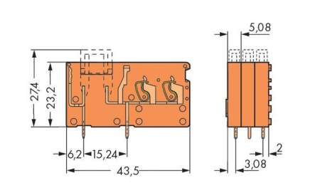 Быстроразъемная клемма WAGO 742-166, 1 pin, 0.08мм² - 2.50мм², 320В, CS: 5.08мм, (200 шт)