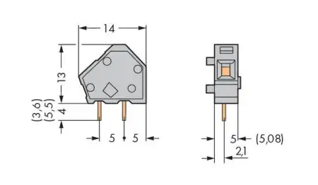 Быстроразъемная клемма WAGO 236-712, 1 pin, 0.08мм² - 2.50мм², 320В, 24А, CS: 5мм;5.08мм, (600 шт)