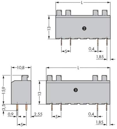 Быстроразъемная клемма WAGO 735-306/001-000, 4 pin, 0.50мм² - 1.50мм², 320В, CS: 5мм, (160 шт)
