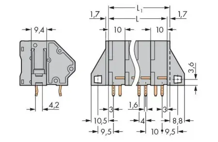 Быстроразъемная клемма WAGO 745-505/006-000, 5 pin, 0.20мм² - 16.00мм², 320В, CS: 10мм, (20 шт)