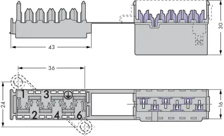 Клеммник WAGO 730-106, 6 pin, 0.75мм² - 1.5мм², 400В, 6А, (50 шт)