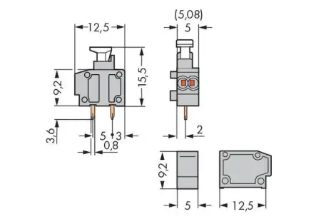 Быстроразъемная клемма WAGO 235-713/331-000, 1 pin, 0.20мм² - 0.48мм², 320В, CS: 5мм;5.08мм, (800 шт)