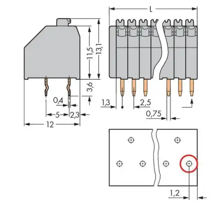 Быстроразъемная клемма WAGO 250-406/000-006, 6 pin, 0.14мм² - 0.50мм², 160В, 10А, CS: 2.50мм, (280 шт)