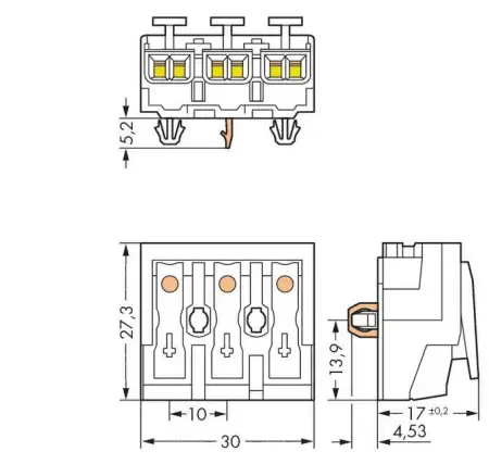 Разъем питания сети WAGO 294-5123, 3 pin, 0.5мм² - 1.5мм², 24А, (500 шт)