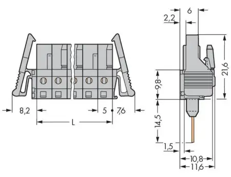 Розетка для подключения к печатной плате WAGO 232-135/005-000/039-000, 5 pin, 320В, CS: 5мм, (50 шт)