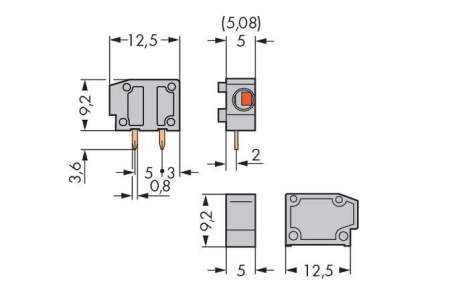 Быстроразъемная клемма WAGO 235-743, 1 pin, 0.25мм² - 2.50мм², 320В, 17.5А, CS: 5мм;5.08мм, (800 шт)