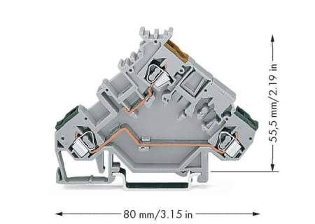Клемма привода WAGO 280-555, 3 pin, 0.08мм² - 2.50мм², 400В, 20А, конф: L, (50 шт)