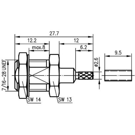 J01700A0013, Telegärtner - FME-разъем, 50 Ом : 1 шт.