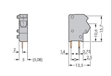 Быстроразъемная клемма WAGO 254-807, 1 pin, 0.25мм² - 0.75мм², 250В, CS: 5мм;5.08мм, (500 шт)