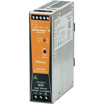 Блок питания с креплением на DIN рейку Weidmüller 1469470000 PRO ECO 72W 24V 3A