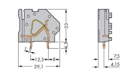 Быстроразъемная клемма WAGO 745-833, 1 pin, 0.20мм² - 6.00мм², 630В, CS: 7.50мм, (100 шт)
