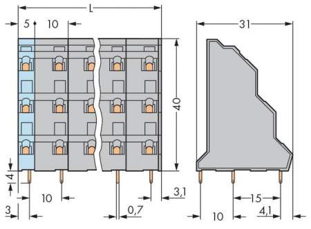 Трехуровневая клемма WAGO 737-712, 36 pin, 0.08мм² - 2.50мм², 1000В, CS: 10мм, (8 шт)
