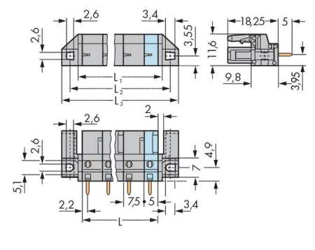 Розетка для подключения к печатной плате WAGO 232-736/047-000, 6 pin, 630В, CS: 7.50мм, (25 шт)