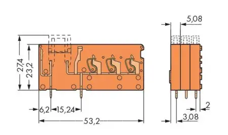 Быстроразъемная клемма WAGO 742-168, 1 pin, 0.08мм² - 2.50мм², 320В, CS: 5.08мм, (100 шт)