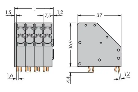 Быстроразъемная клемма WAGO 746-2303, 3 pin, 0.50мм² - 10.00мм², 1000В, CS: 7.50мм, (40 шт)