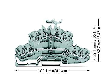 Двухуровневая клемма WAGO 2002-2431, 8 pin, 0.25мм² - 4мм², 500В, 24А, конф: L;L, (50 шт)