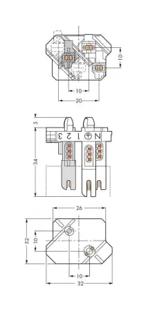 Клеммник WAGO 267-114, 4 pin, 1мм² - 0.5мм², 500В, 6А, (500 шт)
