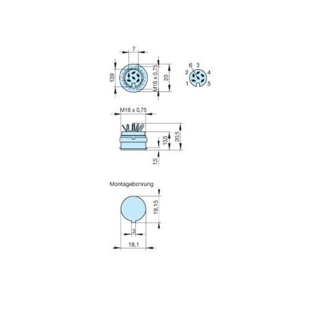 DIN-вставная штепсельная розетка с резьбовым соединением Hirschmann мAB 6100