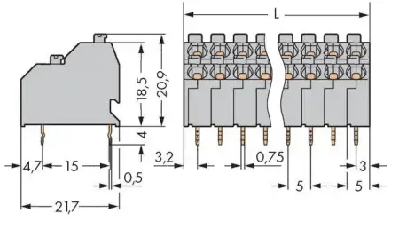 Двухуровневая клемма WAGO 250-702/000-006, 4 pin, 0.50мм² - 1.50мм², 320В, 10А, CS: 5мм, (264 шт)