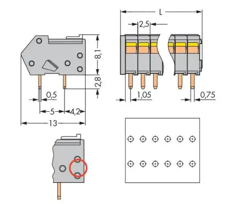 Быстроразъемная клемма WAGO 218-109, 9 pin, 0.08мм² - 0.50мм², 160В, CS: 2.50мм, (200 шт)