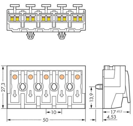 Разъем питания сети WAGO 294-4045, 5 pin, 0.5мм² - 1.5мм², 24А, (250 шт)