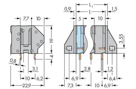 Быстроразъемная клемма WAGO 745-209, 9 pin, 0.08мм² - 4.00мм², 1000В, CS: 10мм, (30 шт)