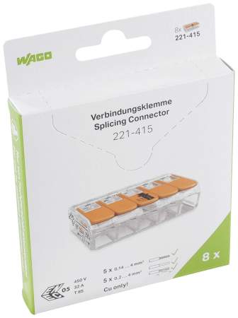 Клеммник WAGO 221-415/996-008, 5 pin, (8 шт)