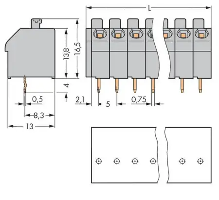 Быстроразъемная клемма WAGO 250-504/000-012, 4 pin, 0.50мм² - 1.50мм², 320В, CS: 5мм, (220 шт)