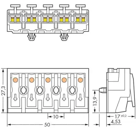 Разъем питания сети WAGO 294-4015, 5 pin, 0.5мм² - 1.5мм², 24А, (250 шт)