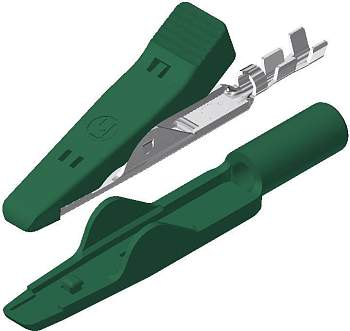 Зажим типа "крокодил" SKS Hirschmann MA 1, обжимной, зеленый, 4 мм, длина: 41.5 мм : 1 шт.