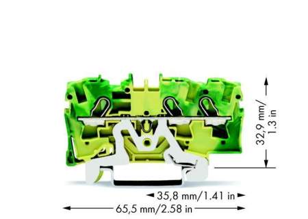 PG клемма WAGO 2004-1307, 3 pin, 0.50мм² - 6мм², 32А, конф: Terre, (1 шт)