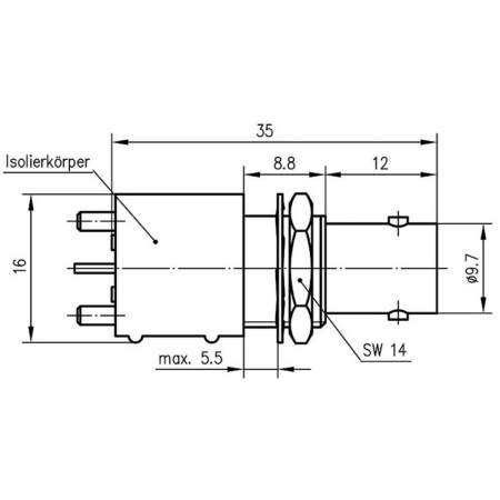 J01001F0002, Telegärtner - BNC-разъем, 50 Ом : 1 шт.
