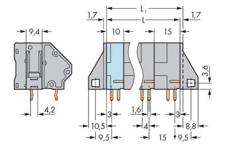Быстроразъемная клемма WAGO 745-606/006-000, 6 pin, 0.20мм² - 16.00мм², 1000В, CS: 15мм, (8 шт)