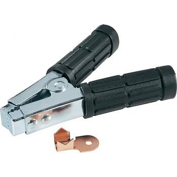 Зажим "Крокодил" с изолятором, черный, 800 А, 30 В, 158 мм