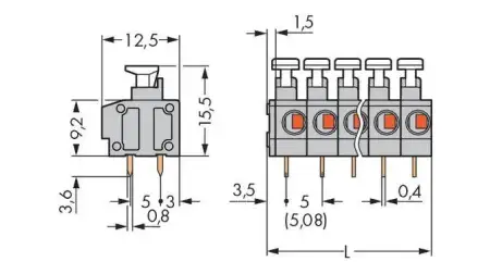 Быстроразъемная клемма WAGO 235-436/331-000, 36 pin, 0.25мм² - 2.50мм², 320В, 24А, CS: 5мм;5.08мм, (20 шт)
