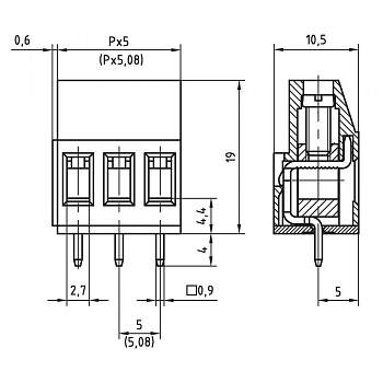 50700020213F, PTR AK700/2-5.08 -V - Клемма, зеленый : 1 шт.