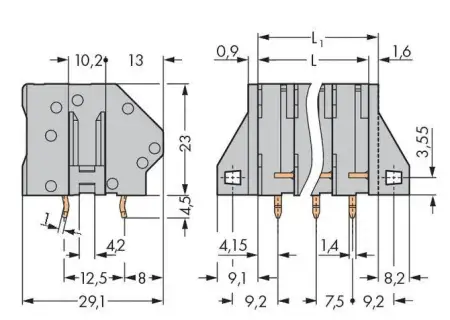 Быстроразъемная клемма WAGO 745-307, 7 pin, 0.20мм² - 6.00мм², 630В, CS: 7.50мм, (40 шт)