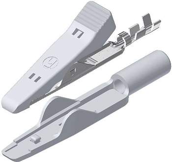 Зажим типа "крокодил" SKS Hirschmann MA 1, обжимной, белый, 4 мм, длина: 41.5 мм : 1 шт.