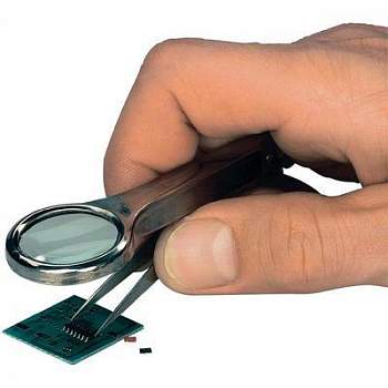 Лупа с пинцетом