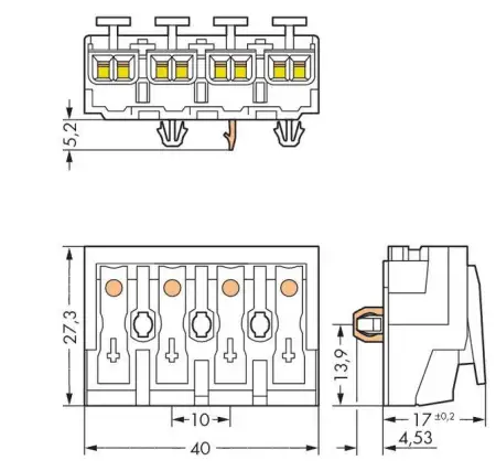 Разъем питания сети WAGO 294-5114, 4 pin, 0.5мм² - 1.5мм², (500 шт)