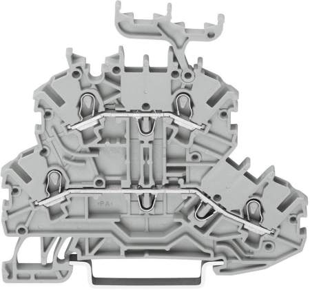 Двухуровневая клемма WAGO 2000-2201, 4 pin, 0.14мм² - 1.50мм², 500В, 13.5А, конф: L;L, (1 шт)