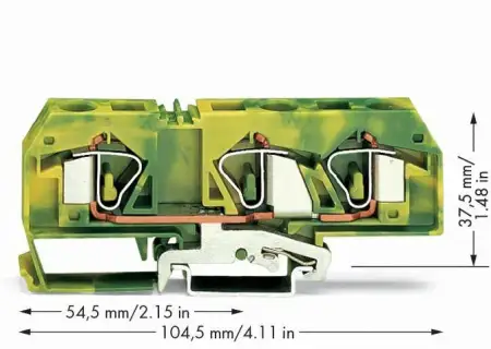PG клемма WAGO 283-677/999-950, 3 pin, 0.20мм² - 16мм², 76А, конф: Terre, (20 шт)